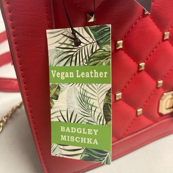 BADGLEY MISCHKA Women’s Red Crossbody Studded Quilted New With Tags 8.5X3X6.5 - Picture 9 of 12
